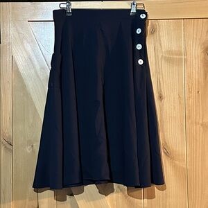 Elegant Black A-Line Skirt with Button Detail
